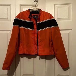 BikerDesign Thick Windbreaker with elastic waist and zip sleeves.